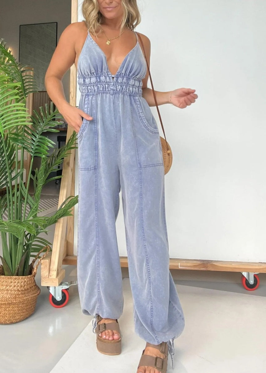 Spaghetti Strap Jumpsuit with Pockets