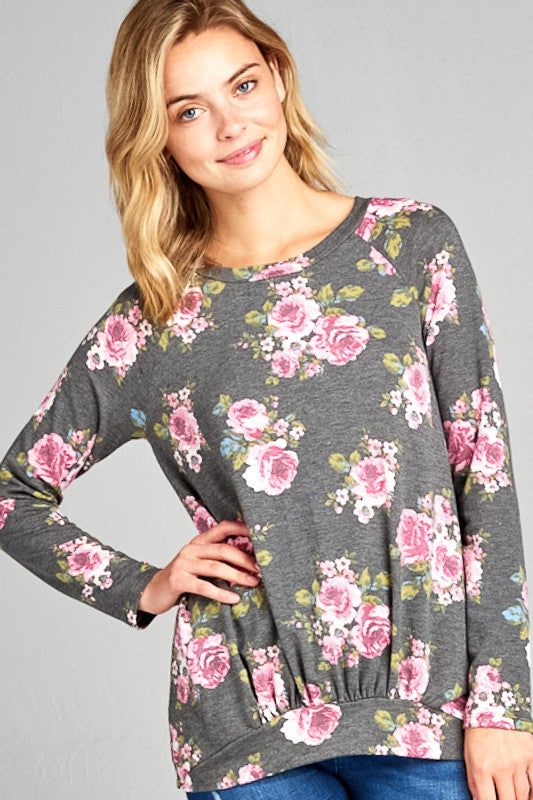 ALLOVER FLORAL SWEATSHIRT TOP