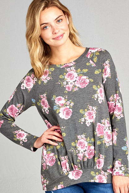 ALLOVER FLORAL SWEATSHIRT TOP