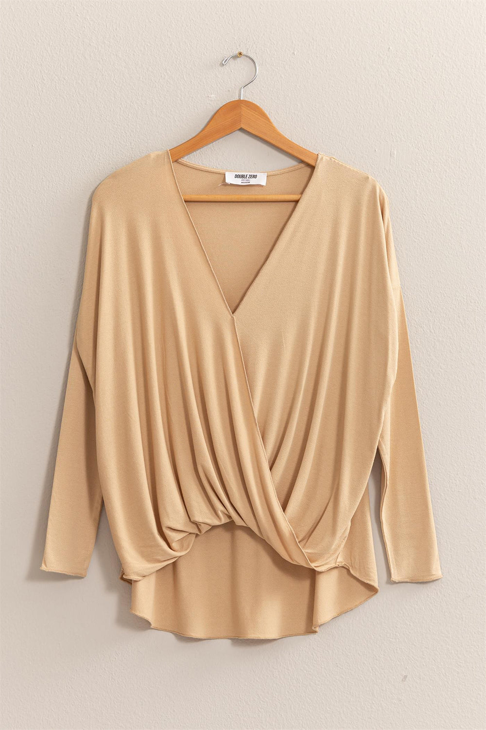 Draped Drop Shoulder Long Sleeve Top