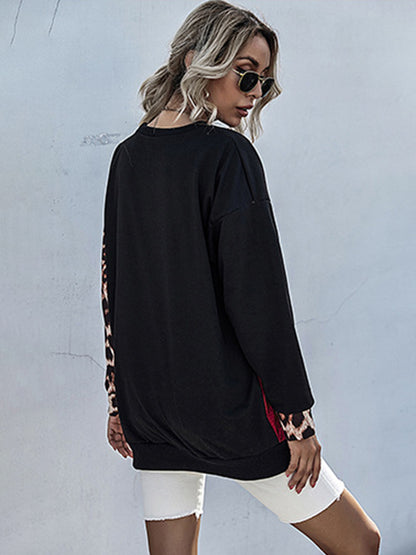 Leopard Contrast Long Sleeve Sweatshirt