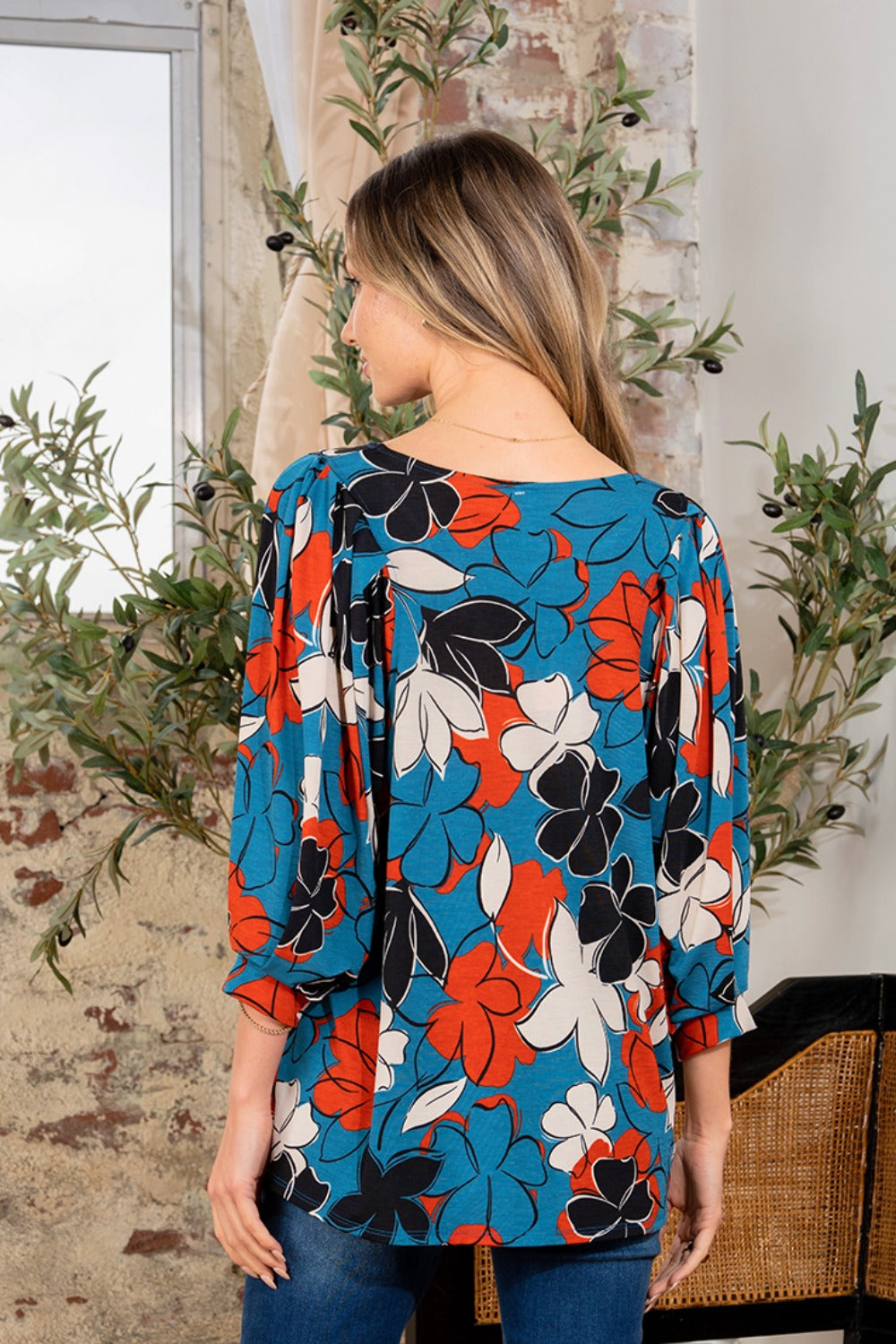 Printed Boat Neck Blouse