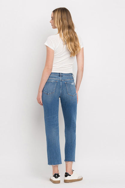 Vervet by Flying Monkey High Rise Frayed Hem Straight Jeans