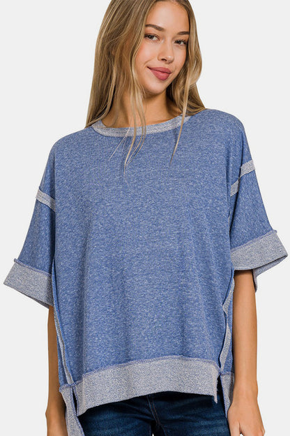 Contrast Trim Drop Shoulder T-Shirt