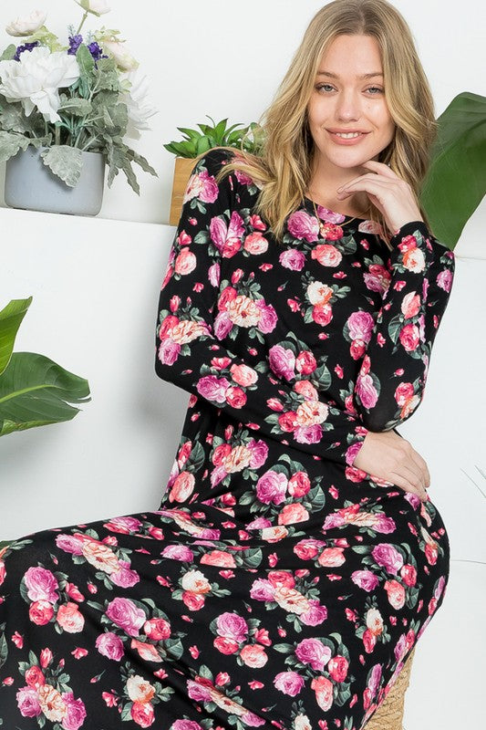 ALLOVER FLORAL MAXI DRESS