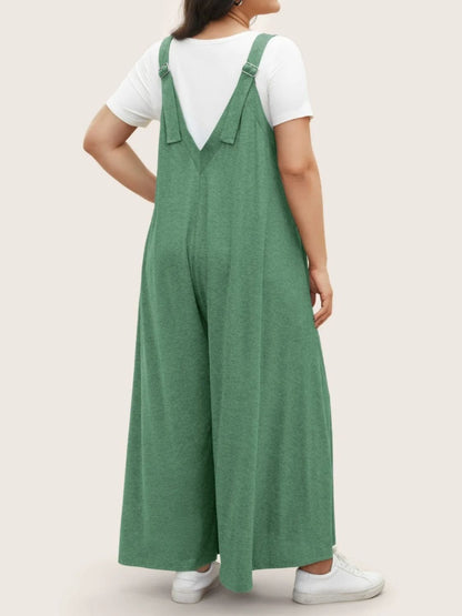 Pocketed Wide Leg Overalls