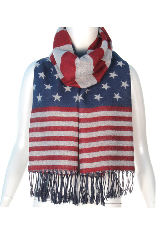 AMERICAN FLAG FRINGE SCARF