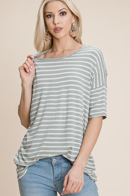 Striped Round Neck T-Shirt