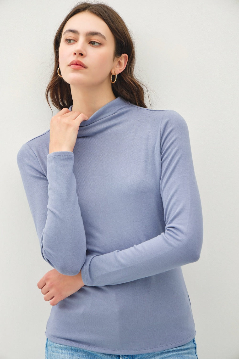 Mock Neck Long Sleeve T-Shirt