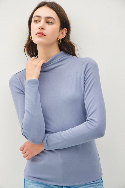 Mock Neck Long Sleeve T-Shirt