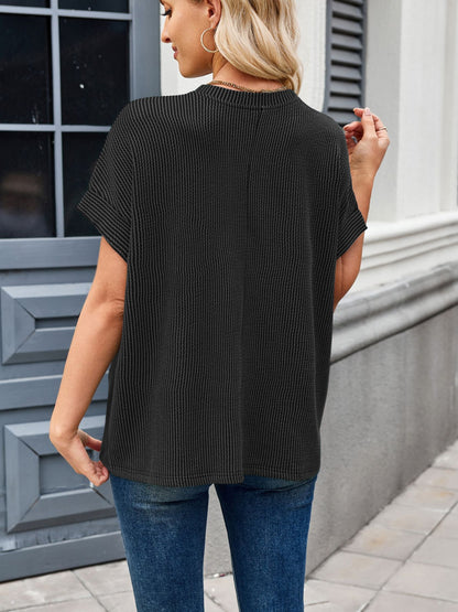 Round Neck Short Sleeve Rib T-Shirt