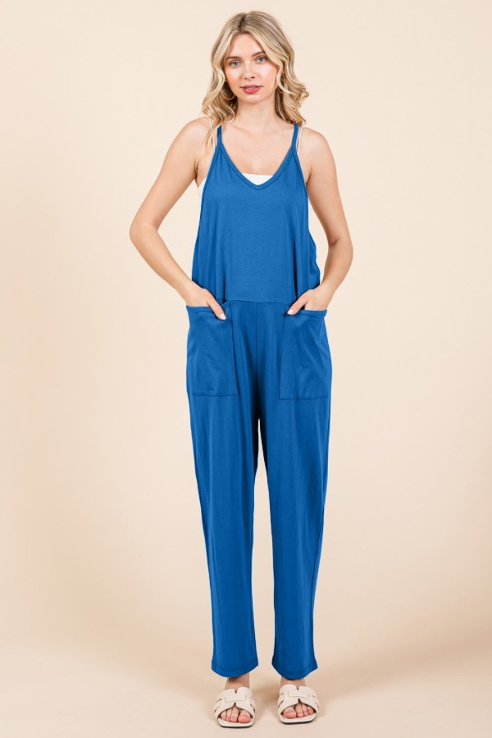 Sleeveless Jumpsuit with Pockets