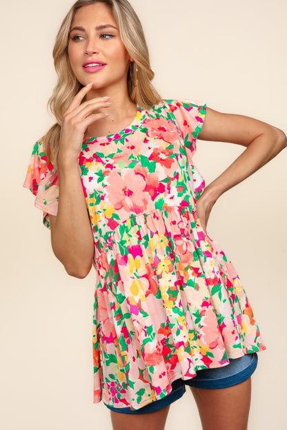 Floral Peplum Babydoll Blouse