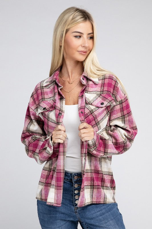 Plaid Front Pocket Shacket