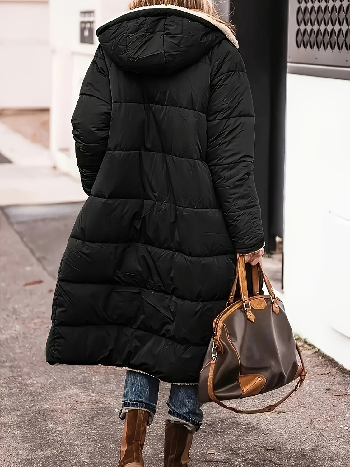 Zip Up Sherpa Hooded Coat