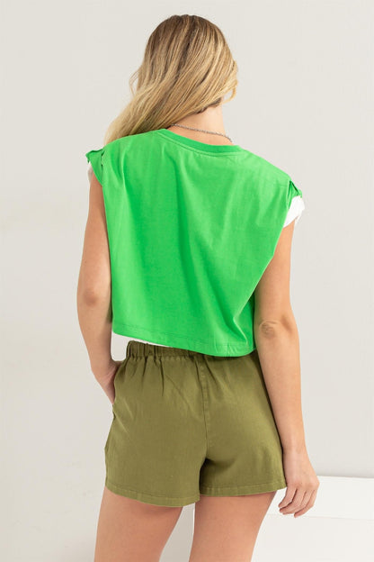 Drawstring Hem Crop Top