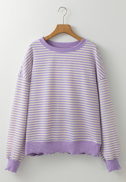 Striped Round Neck Long Sleeve Sweatshirt