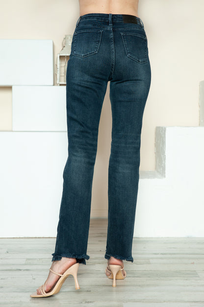 Judy Blue Button Fly Hem Destroy Straight Jeans