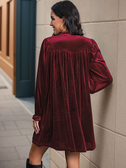 Ruched Surplice Long Sleeve Mini Dress