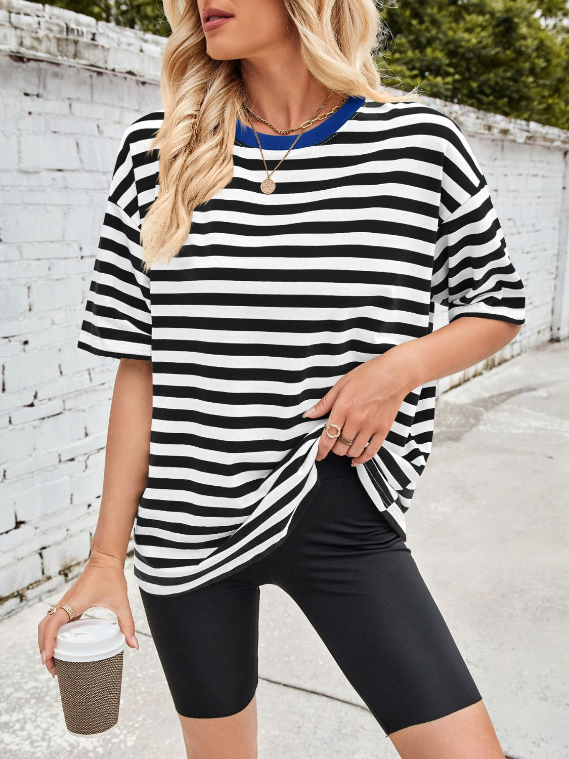 Striped Round Neck Half Sleeve T-Shirt