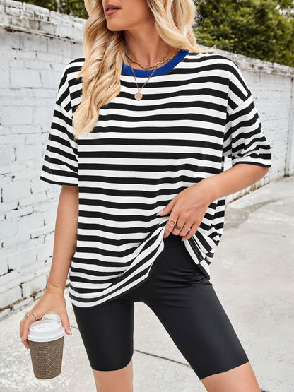 Striped Round Neck Half Sleeve T-Shirt