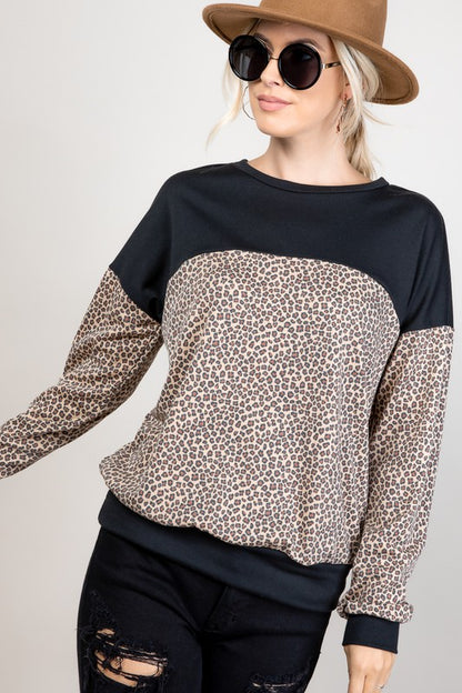 TERRY ANIMAL MIXED SWEATSHIRT TOP