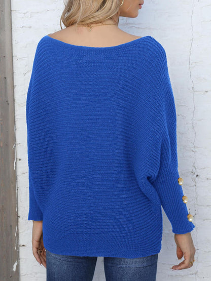 Boat Neck Long Sleeve Sweater