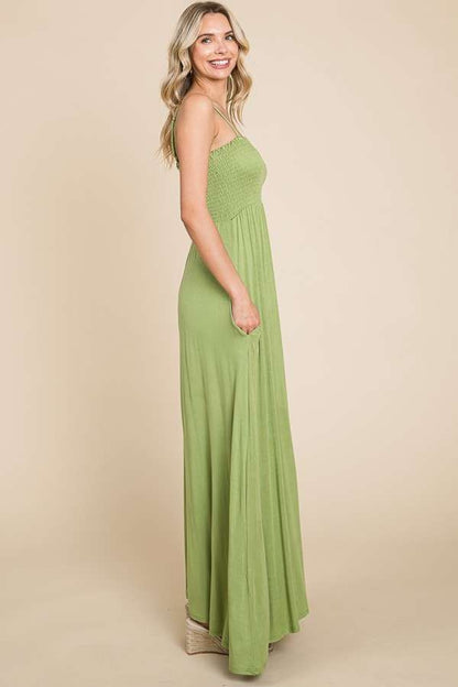 Smocked Cami Maxi Dress with Pockets