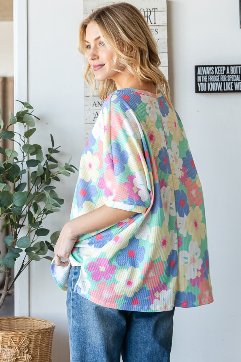 Floral Waffle Oversized T-Shirt