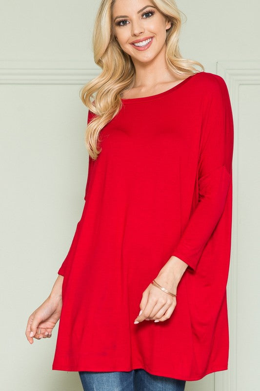 Solid Long Sleeve Tunic Top