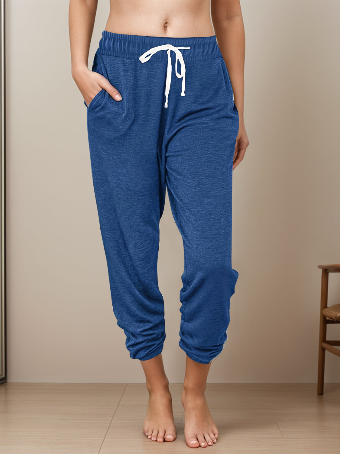 Drawstring Elastic Waist Joggers with Pockets