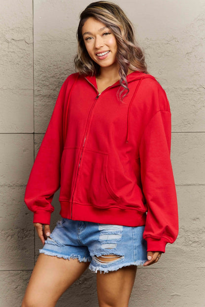 Zip Up Long Sleeve Hooded Jacket