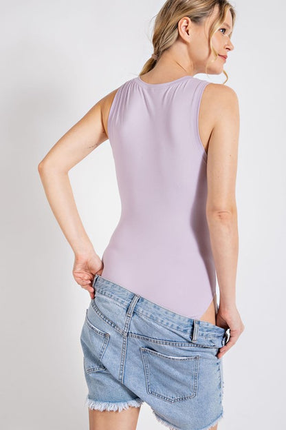 BUTTER V NECK SLEEVELESS BODYSUIT