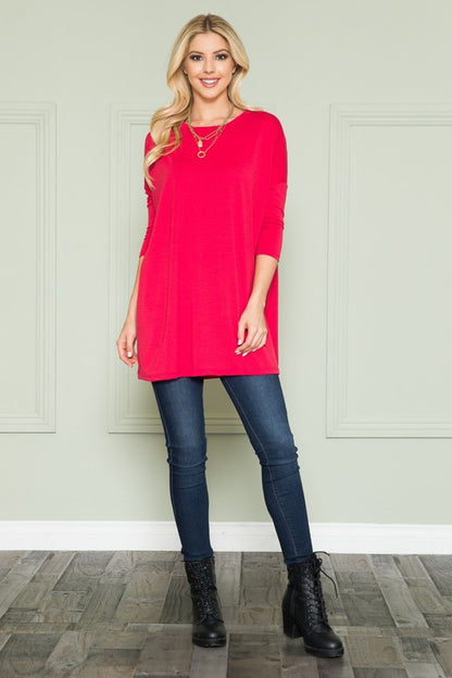 Solid Long Sleeve Tunic Top