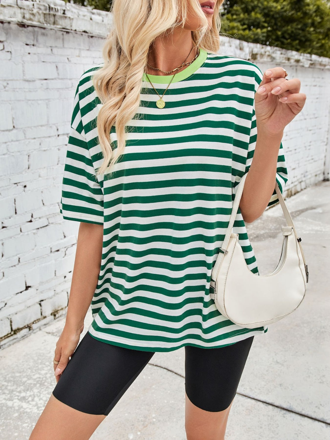 Striped Round Neck Half Sleeve T-Shirt