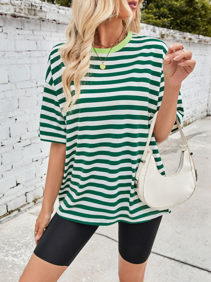 Striped Round Neck Half Sleeve T-Shirt