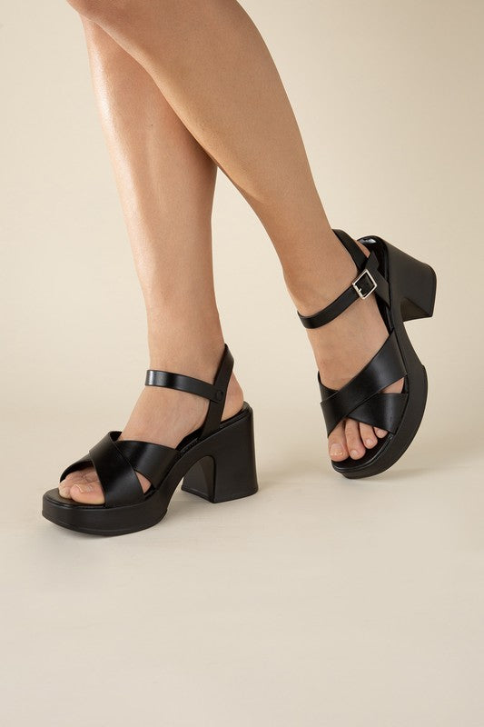 CRISSCROSS SANDAL HEELS