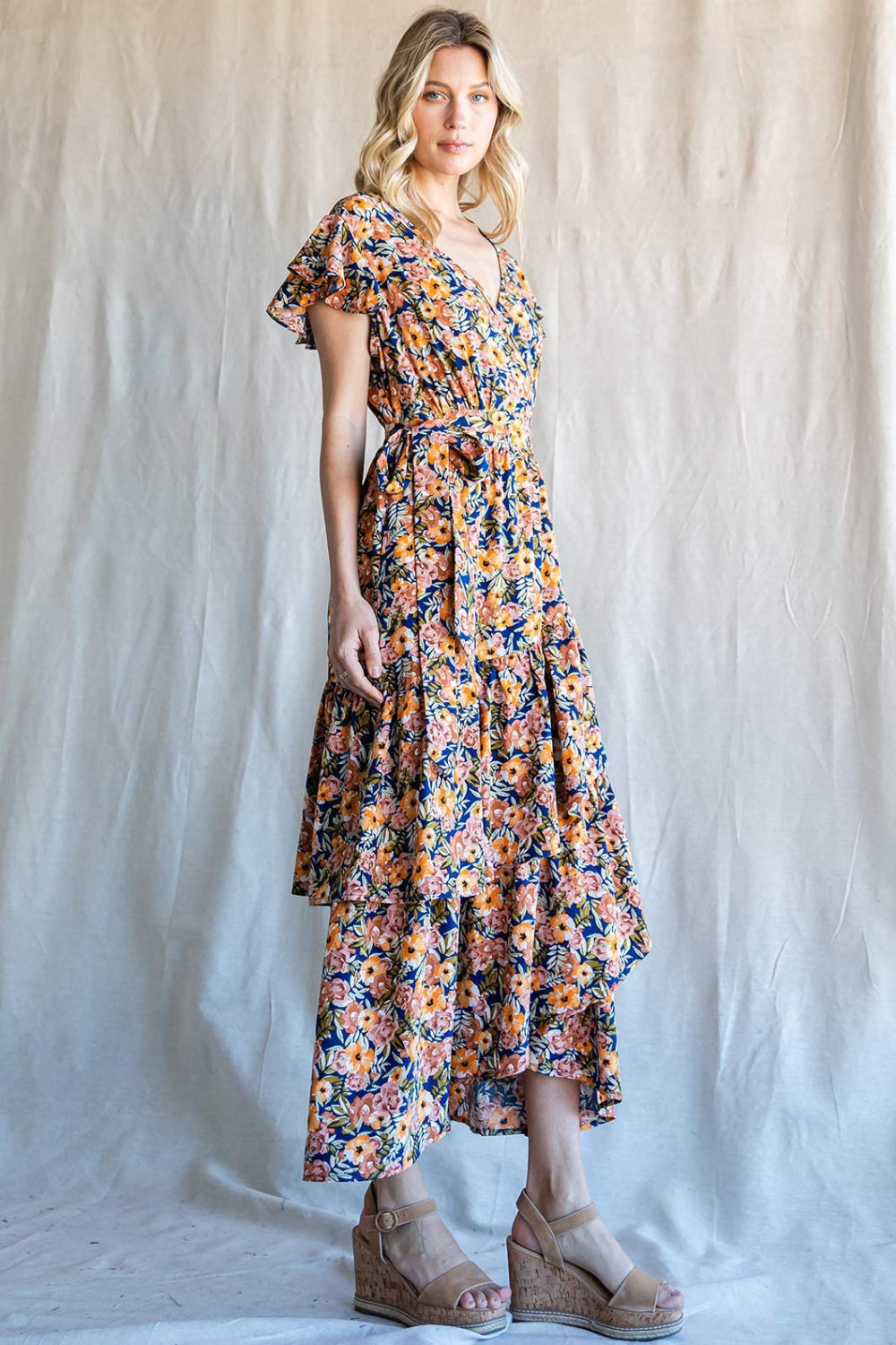 Floral Ruffled Midi Dress