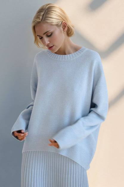 Round Neck Dropped Shoulder Sweater