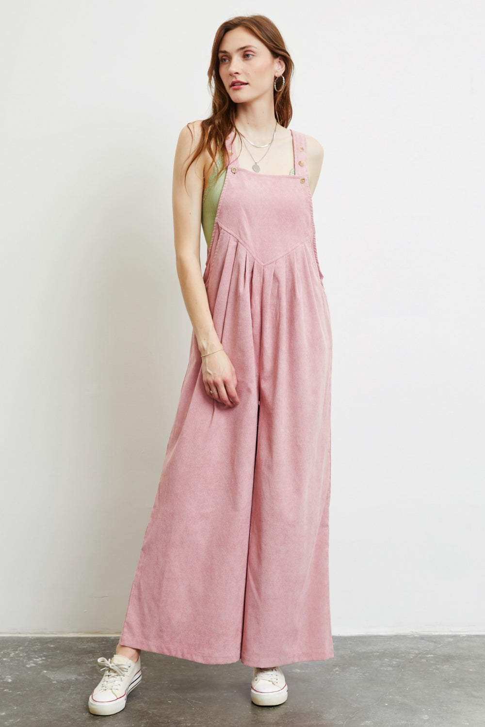 Corduroy Sleeveless Wide-Leg Overalls