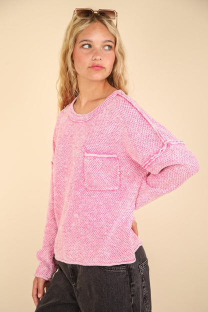 Mineral Washed Exposed Seam Sweater