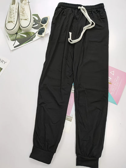 Drawstring Elastic Waist Joggers with Pockets