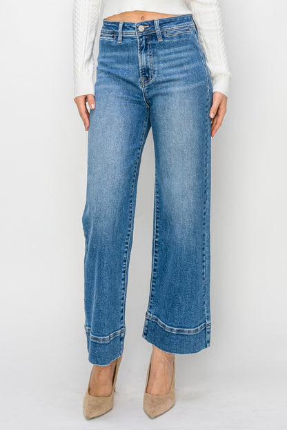 Risen High Rise Wide Leg Jeans