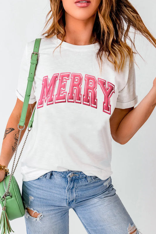 MERRY Round Neck Short Sleeve T-Shirt