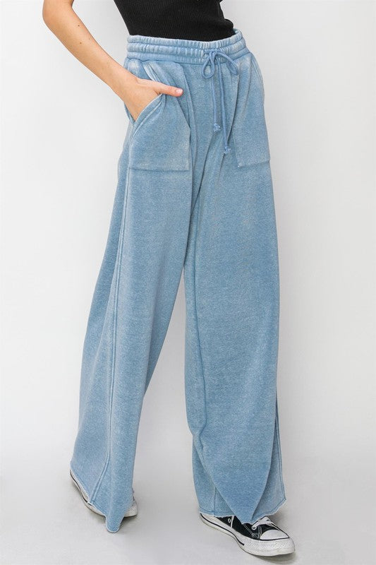 High Rise Wide Leg Drawstring Pants