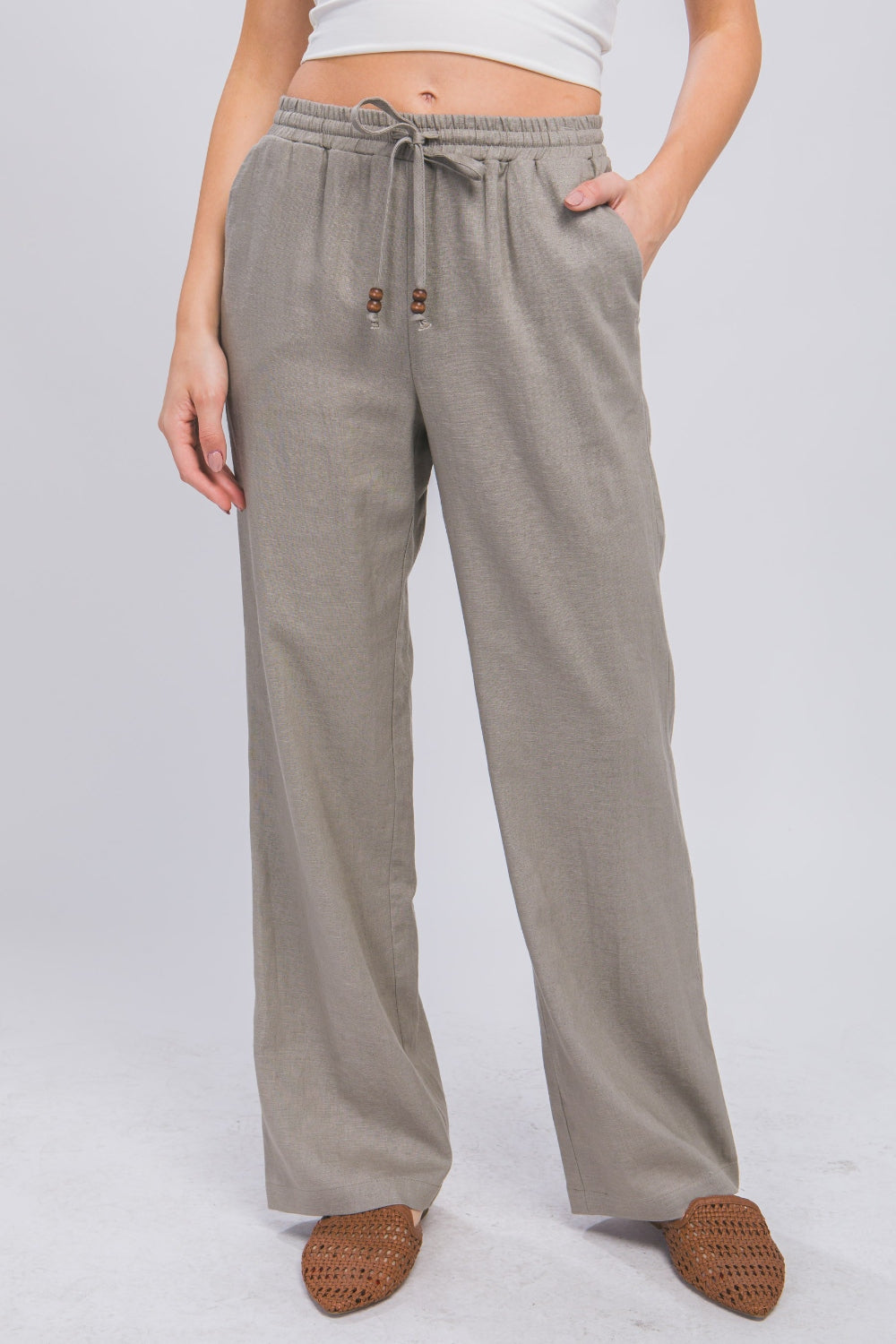 Drawstring Wide Leg Pants