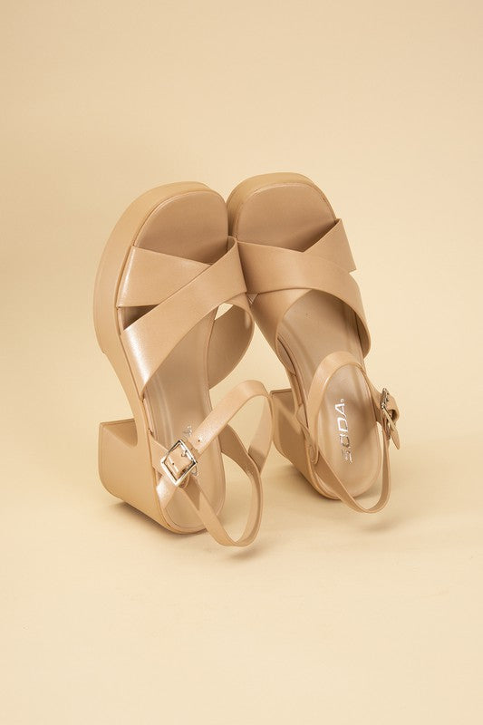 CRISSCROSS SANDAL HEELS