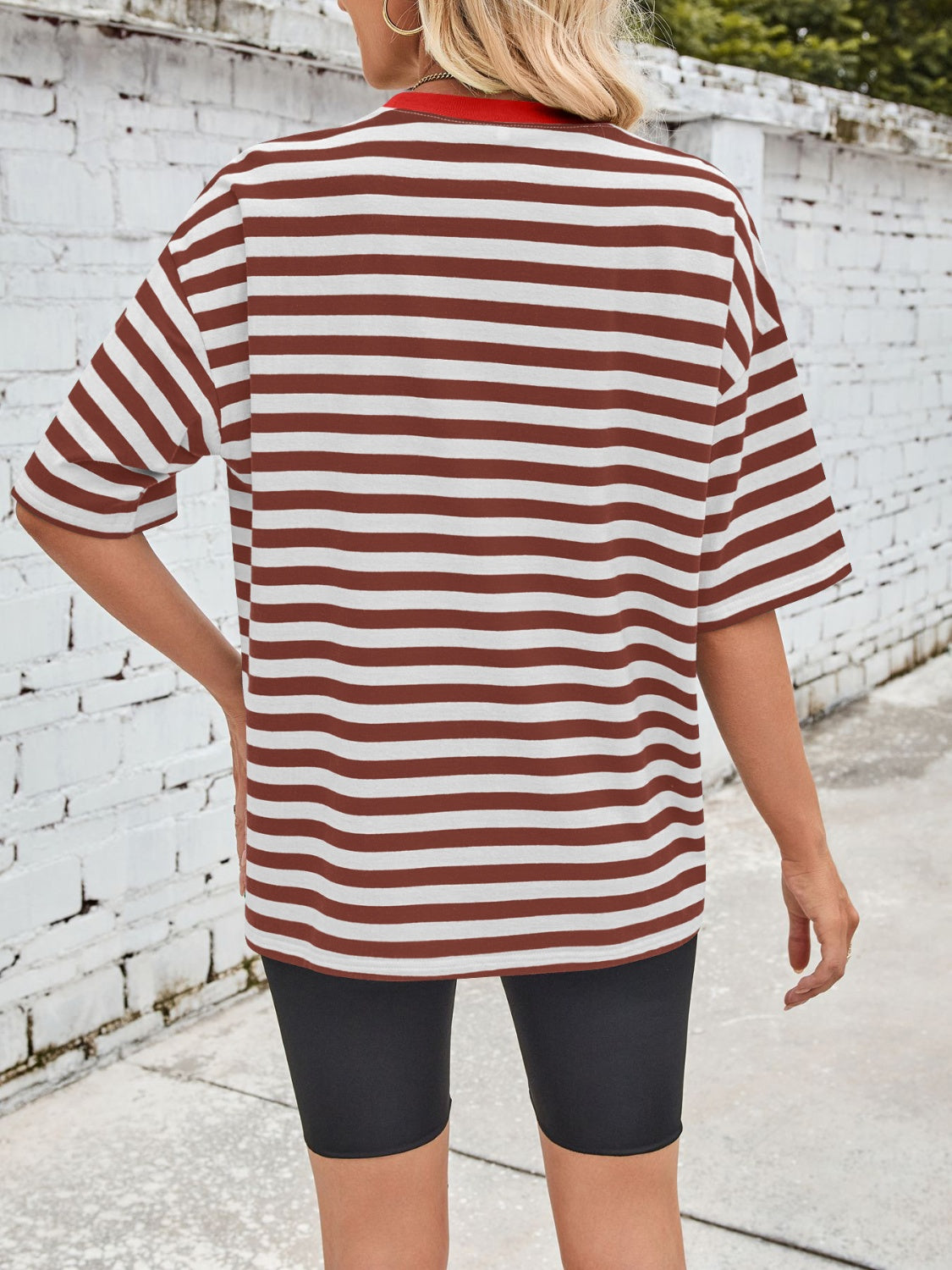 Striped Round Neck Half Sleeve T-Shirt