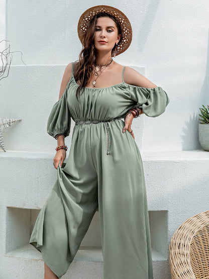 Plus Size Spaghetti Strap Wide Leg Jumpsuit