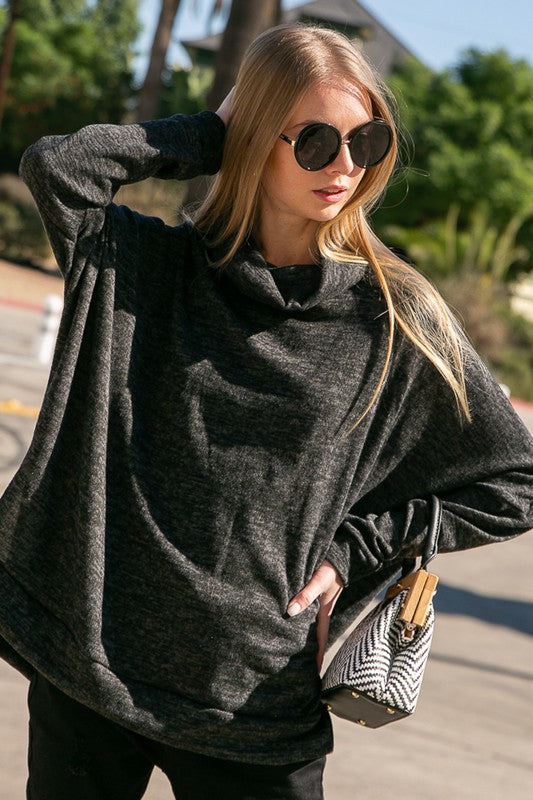 PLUS SOLID TURTLE NECK BOXY TOP